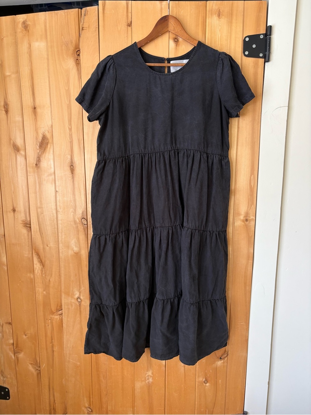Tradlands Chalet Tiered Dress Black Linen Tencel blend